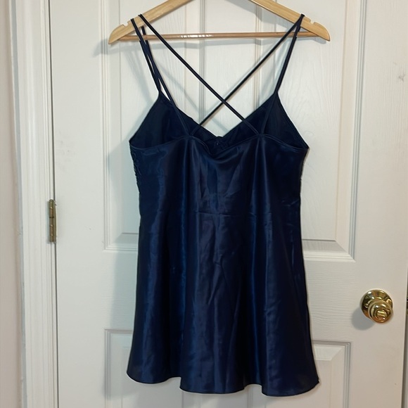 Vintage Navy Lace & Satin Chemise, Medium - Picture 3 of 6
